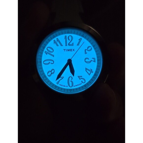 Timex Easy Reader T2H531 Womens White Blue Leather Watch Indiglo New Battery - Picture 6 of 12